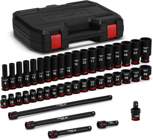 CASOMAN 26-Piece 1/2" Drive Standard Impact Socket Set, 12-Point, Metric, 10mm - 36mm, CR-MO Steel, with Storage Case in Saudi Arabia