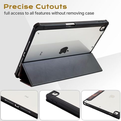 10.2 Inch Case for iPad 9th/8th/7th Gen 2021/2020 /2019,for iPad Air 3 10.5 Inch Case Tortoise Shell Leopard Aesthetic Design with Clear Transparent Back Cover with Pencil Holder-Brown in Saudi Arabia