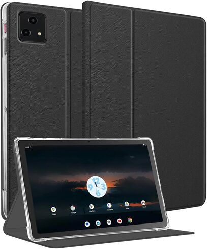 حافظة لجهاز T-Mobile Revvl Tab 5G مقاس 10.36 بوصة، غطاء حامل من الجلد الفاخر تم إصداره عام 2023 مع خاصية النوم/الاستيقاظ وزوايا رؤية متعددة (كتاب أسود) in Kuwait