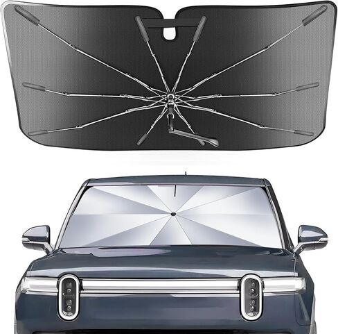 Portable for Dodge Challenger 2015-2023 Windshield Sunshade Umbrella with Carry Bag, 2 in1 Ice Crystal Durable Compact Shade Umbrella UPF50+ UV Front Window Heat Insulation Protection Outdoor Camping in Saudi Arabia