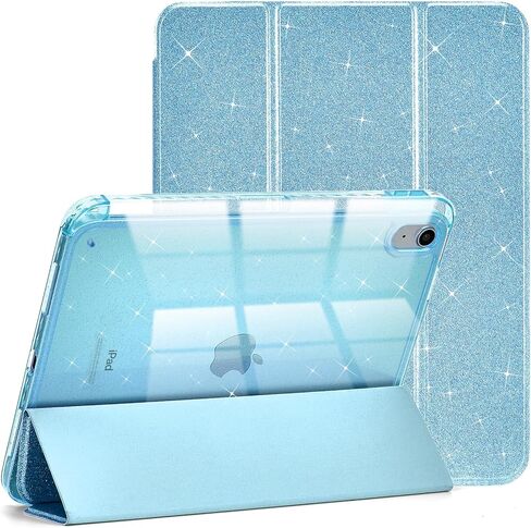 حافظة لجهاز iPad A16 الجيل الحادي عشر 11 بوصة 2025، iPad الجيل العاشر 10.9 بوصة 2022 مع حامل أقلام، غطاء خلفي شفاف من البولي كربونات بتصميم لامع لطيف، أزرق in Kuwait