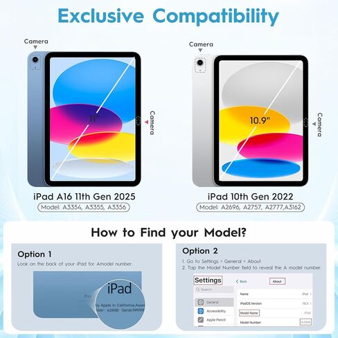 حافظة لجهاز iPad A16 الجيل الحادي عشر 11 بوصة 2025، iPad الجيل العاشر 10.9 بوصة 2022 مع حامل أقلام، غطاء خلفي شفاف من البولي كربونات بتصميم لامع لطيف، أزرق in Kuwait