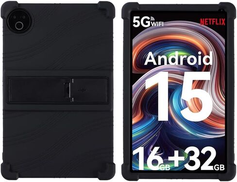حافظة سيليكون لجهاز Evermyth Tablet 10 بوصة Android 15، غطاء حامل ناعم قابل للتعديل لكل شيء 10 بوصة KB1001/KB1004/KB1001L/KB1004L (أسود) in Kuwait