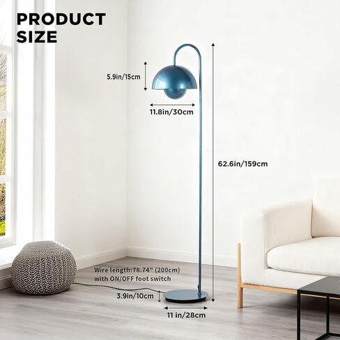 Arc Floor Lamps for Living Room, Mushroom 63" Tall Standing Lamps Decorative Floor Lamp Colorful Farmhouse E26 Lighting Fixture, Vintage Bedroom Modern Floor Lamp (Bright Black) in Kuwait