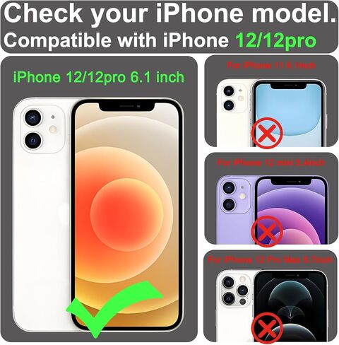 جراب VANAVAGY متوافق مع iPhone 12/12 Pro للشحن اللاسلكي Magsafe، غطاء هاتف قابل للطي من جلد البولي يوريثان مع حزام معصم RFID وواقي شاشة حامل بطاقات، ذهبي وردي in Kuwait