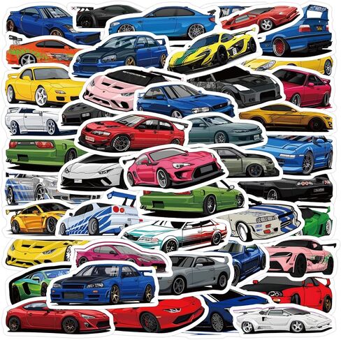 60 Pcs Sport Super Car Stickers for Teens Adult, Cute Sports Cars Sticker Waterproof Vinyl Decals for Water Bottle Laptop Skateboard Helmet Luggage Party Favors, Birthday Gift (Car) in Saudi Arabia