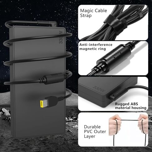 شاحن Slim 330W GaN متوافق مع Lenovo Legion 9 9i 7i 5i 5 Gen 9/10 16IRX8 Legion Pro 7 5i 5 Gen 10 16IRX8H RTX 4070 4080 4090 GX21M50608 ADL330SDC3A محول تيار متردد، كمبيوتر محمول للألعاب in Kuwait