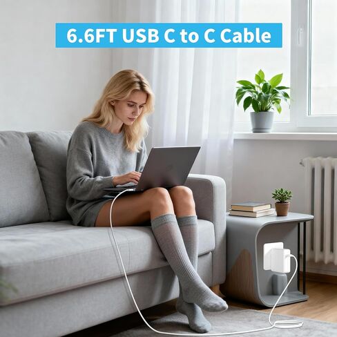 شاحن Mac Book Pro - شاحن USB C بقوة 61 وات متوافق مع Mac Book Air/Pro 16 15 14 13 بوصة، M1 M2 M3 M4، ipad Pro وجميع أجهزة USB C، كابل USB-C بطول 6.6 قدم in Kuwait