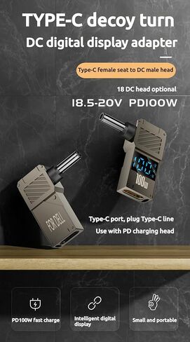 محول USB C إلى DC - كابل محول شاحن GaN، طرف موصل إلى USB-C لأجهزة الكمبيوتر المحمولة (محول قابس السفر، 4.5 * 3.0 مم HP) in Kuwait