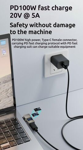 محول USB C إلى DC - كابل محول شاحن GaN، طرف موصل إلى USB-C لأجهزة الكمبيوتر المحمولة (محول قابس السفر، 4.5 * 3.0 مم HP) in Kuwait