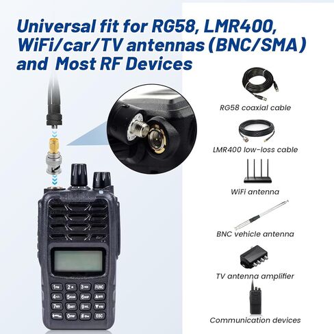 Anina 8-Pack SMA إلى BNC طقم محول 50 أوم RF موصلات محورية نحاس مطلي بالذهب مجموعة كاملة ذكر/أنثى لراديو الترددات اللاسلكية والهوائي والتلفزيون ومعدات الاختبار in Kuwait