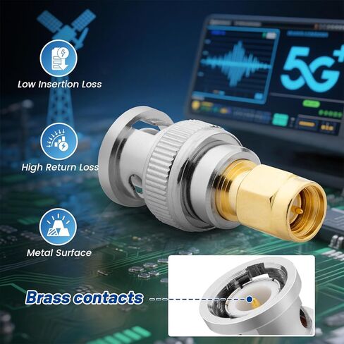 Anina 8-Pack SMA إلى BNC طقم محول 50 أوم RF موصلات محورية نحاس مطلي بالذهب مجموعة كاملة ذكر/أنثى لراديو الترددات اللاسلكية والهوائي والتلفزيون ومعدات الاختبار in Kuwait