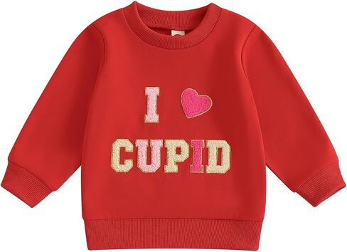 عيد الحب طفلة الزي التطريز Crewneck طفل عيد الحب البلوز المتضخم الملابس السترة in Kuwait
