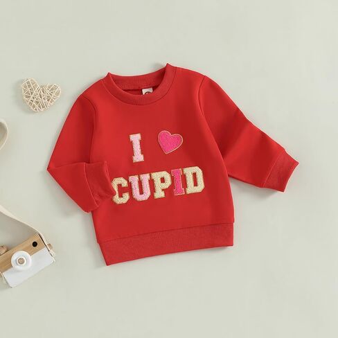 عيد الحب طفلة الزي التطريز Crewneck طفل عيد الحب البلوز المتضخم الملابس السترة in Kuwait