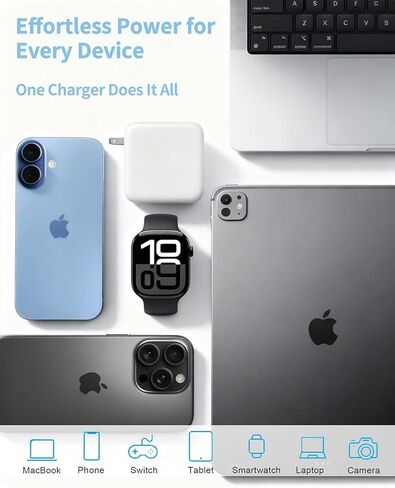شاحن USB C سريع 118 واط متوافق مع MacBook Pro/Air 17/16/15/14/13 بوصة، M1 M2 M3 M4، iPad Pro، متوافق مع جميع محولات طاقة الأجهزة من النوع C مع كابل USB C إلى C بطول 6.6 قدم in Kuwait