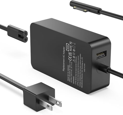 65W Surface Pro Charger for Surface Pro 11,10, 9, 8, 7, 6, 5, 4, 3, X,Microsoft Surface Laptop 6, 5, 4, 3, 2,1, Surface Go Tablet, Surface Book 3, 2, 1, 9ft, with USB Charging Port LED,Supply 44W, 36W in Kuwait