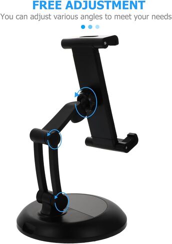 Metal Phone Stand and Adjustable Desktop Bracket for Tablets and Phones, Universal Foldable Holder Compatible with Smartphones and Tablets, Black Desk Mount for Home and Office Use in Saudi Arabia