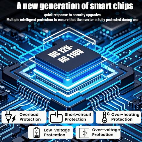عاكس طاقة 5000 واط مع شاشة LED، 3 منافذ تيار متردد، 4 منافذ USB، محول تيار متردد 12 فولت إلى 110 فولت تيار متردد للسيارة، السيارة الترفيهية، الشاحنة، النظام الشمسي خارج الشبكة، التخييم in Kuwait