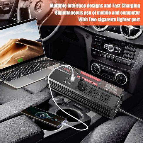 عاكس طاقة 5000 واط مع شاشة LED، 3 منافذ تيار متردد، 4 منافذ USB، محول تيار متردد 12 فولت إلى 110 فولت تيار متردد للسيارة، السيارة الترفيهية، الشاحنة، النظام الشمسي خارج الشبكة، التخييم in Kuwait