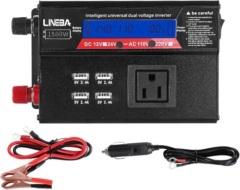 عاكس طاقة 5000 واط مع شاشة LED، 3 منافذ تيار متردد، 4 منافذ USB، محول تيار متردد 12 فولت إلى 110 فولت تيار متردد للسيارة، السيارة الترفيهية، الشاحنة، النظام الشمسي خارج الشبكة، التخييم in Kuwait