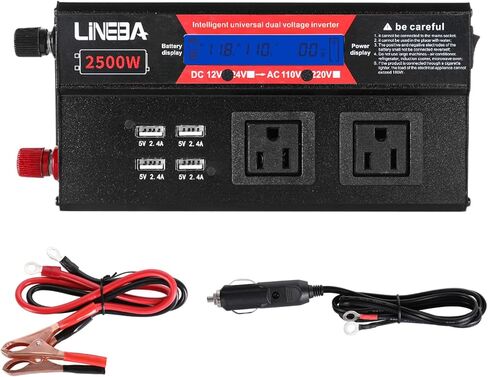 عاكس طاقة 5000 واط مع شاشة LED، 3 منافذ تيار متردد، 4 منافذ USB، محول تيار متردد 12 فولت إلى 110 فولت تيار متردد للسيارة، السيارة الترفيهية، الشاحنة، النظام الشمسي خارج الشبكة، التخييم in Kuwait