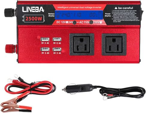 عاكس طاقة 5000 واط مع شاشة LED، 3 منافذ تيار متردد، 4 منافذ USB، محول تيار متردد 12 فولت إلى 110 فولت تيار متردد للسيارة، السيارة الترفيهية، الشاحنة، النظام الشمسي خارج الشبكة، التخييم in Kuwait