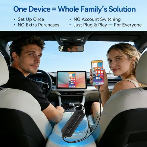 محول CarPlay اللاسلكي مع انعكاس الشاشة لـ Net-Flix YouTube TikTok، الاتصال التلقائي، تشغيل الوسائط المحلية، توصيل وتشغيل USB-A USB C، in Kuwait