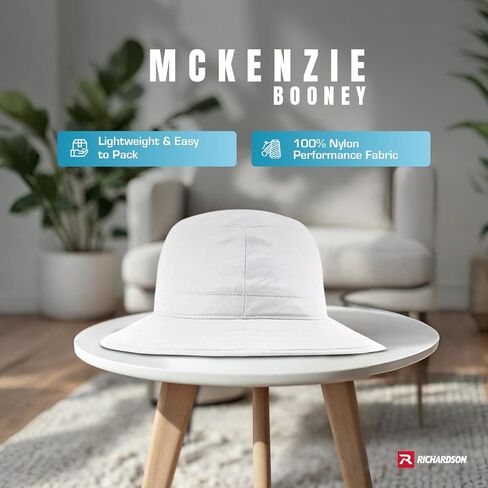 قبعة Richardson 909 McKenzie Nylon Booney مع عامل حماية من الأشعة فوق البنفسجية 50+، وعصابة رأس Stay Dri وحزام ذقن قابل للتعديل | الحزمة السائبة متاحة in Kuwait