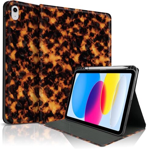 TopPerfekt Case for iPad 11th (A16) 11inch 2025 / 10th Generation 10.9-inch 2022, Cool Tortoiseshell Print Trendy Design Stand Folio Case with Pencil Holder, Anti-Slip/Anti-Shock- Tortoiseshell in Saudi Arabia