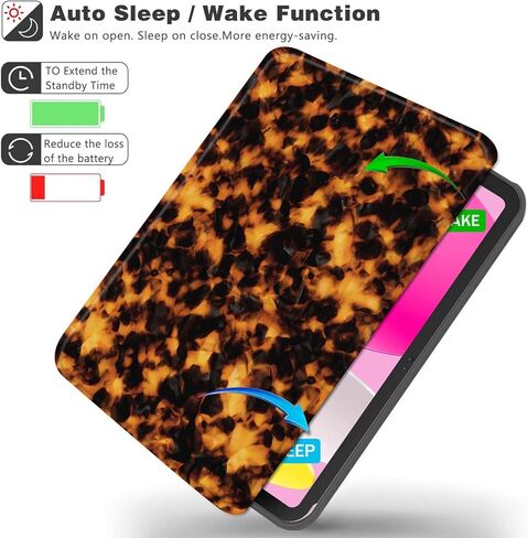 TopPerfekt Case for iPad 11th (A16) 11inch 2025 / 10th Generation 10.9-inch 2022, Cool Tortoiseshell Print Trendy Design Stand Folio Case with Pencil Holder, Anti-Slip/Anti-Shock- Tortoiseshell in Saudi Arabia