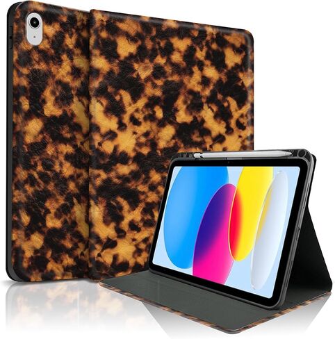 TopPerfekt Case for iPad 11th (A16) 11inch 2025 / 10th Generation 10.9-inch 2022, Cool Tortoiseshell Print Trendy Design Stand Folio Case with Pencil Holder, Anti-Slip/Anti-Shock- Tortoiseshell in Saudi Arabia