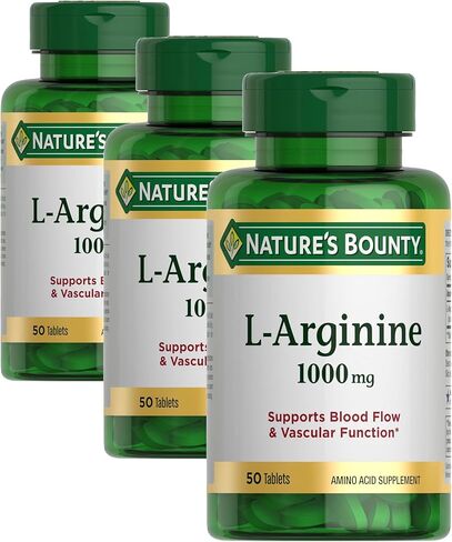 Nature's Bounty L-Arginine, Supports Blood Flow and Vascular Function, 1000 mg, Tablets, 50 Ct in Kuwait