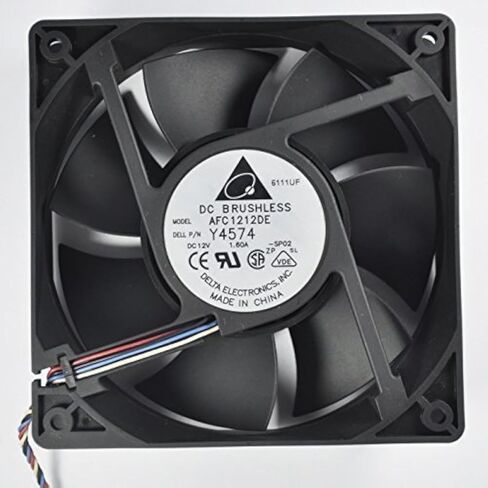 مروحة دلتا AFC1212DE 12 فولت 1.6 أمبير 120 مم × 38 مم لـ DELL P/N Y4574 5-Pin 4-Wire، مروحة تبريد بمحمل كروي مزدوج، بدون فرشاة تيار مستمر in Kuwait