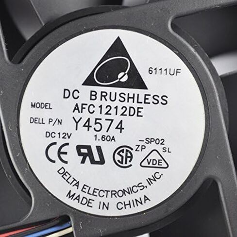 مروحة دلتا AFC1212DE 12 فولت 1.6 أمبير 120 مم × 38 مم لـ DELL P/N Y4574 5-Pin 4-Wire، مروحة تبريد بمحمل كروي مزدوج، بدون فرشاة تيار مستمر in Kuwait
