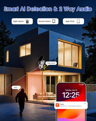 4G LTE Cellular Security Camera,Solar Powered No WiFi Needed Outdoor Camera 365 Days Free Unlimited 4G Data, 1 Year Free Unlimited Data, Remote Monitoring, Built-in SIM Card, 64GB Storage in Saudi Arabia
