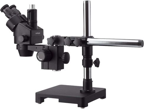 AmScope 3.5X-45X مجهر تكبير ستيريو ثلاثي العينيات أسود على حامل بذراع واحد مع ضوء حلقة 80-LED شديد التحمل وكاميرا رقمية 10 ميجابكسل USB2.0 in Saudi Arabia