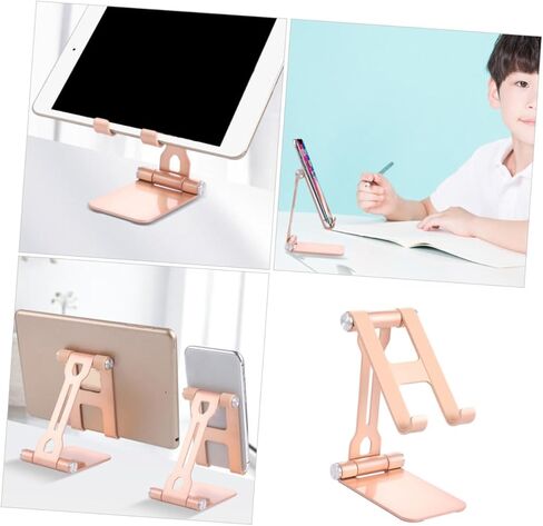 Foldable Phone and Tablet Holder Aluminum Alloy Desktop Stand Multifunction Mount for Live Streaming and Office Use Random Color in Saudi Arabia