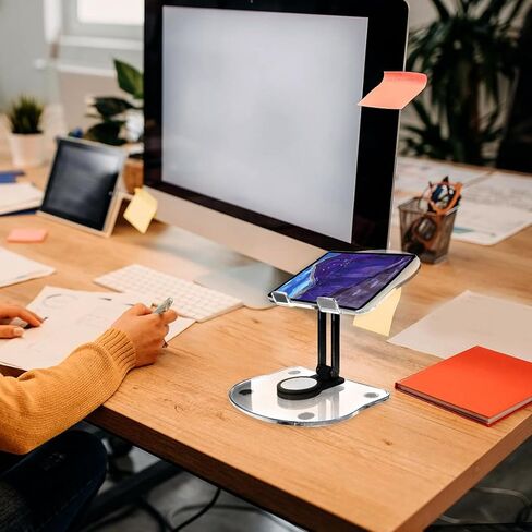 Adjustable Foldable Tablet Stand with Non-Slip Base for Desktop Use Solid Tablet Holder for Home and Office Black Portable Support Compatible with Most in Saudi Arabia