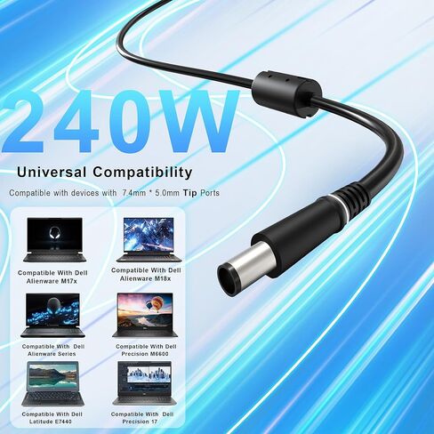 شاحن كمبيوتر محمول 240 واط متوافق مع Dell G15 G16 G7 G5 G3 Alienwar-e 13 15 17 x15 x16 x17 m15 m17 Precision7510 7520 7710 7720 7730 3541 3550 355 شاحن الكمبيوتر المحمول للألعاب مزود طاقة in Kuwait