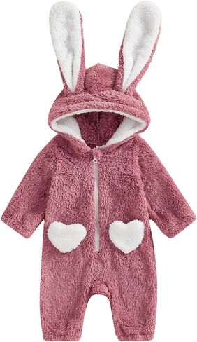 Newborn Girl Clothes Valentines Outfit Bunny Onesie Hoodie Romper Long Ear Rabbit Jumpsuit Cute Easter Clothes in Saudi Arabia