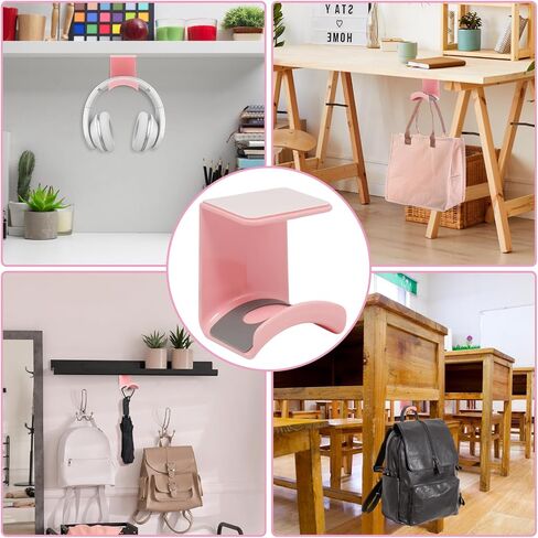 1Pcs Pink ABS Plastic Headphone Stand Hanger, Hanging Headset Holder Hook Under Desk, Adhesive Earphones Hangers for Desk Headphone Hanger, Most Headphones and Controller in Saudi Arabia