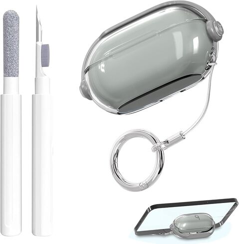 قفل آمن لغطاء حافظة Beats Solo Buds، نمط سماعة رأس لطيف لغطاء Beats Solo Buds شفاف، جلد TPU ناعم مقاوم للصدمات لحافظة Beat Solo مع حلقة تسلق وقلم تنظيف للنساء والفتيات والرجال - شفاف in Kuwait