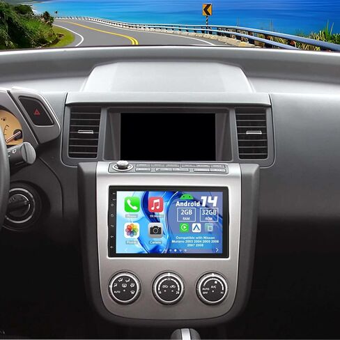Android 14 Double Din Car Stereo Radio for Nissan Murano 2003-2008,7" Touchscreen Car Radio w/Wireless Carplay Android Auto GPS WiFi Bluetooth RDS DSP SWC Mic Backup Camera in Saudi Arabia