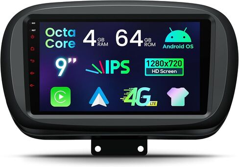 ستيريو سيارة XTRONS Android 14 لسيارة Fiat 500X (2015-2020)، شاشة لمس IPS مقاس 9 بوصة وراديو السيارة ونظام تحديد المواقع العالمي (GPS) وبلوتوث مدمج ووحدة رأس DSP لاسلكية CarPlay Android Auto (4+64 جيجابايت) in Kuwait