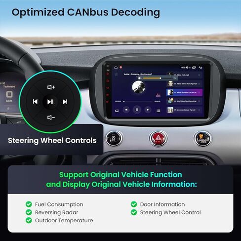 ستيريو سيارة XTRONS Android 14 لسيارة Fiat 500X (2015-2020)، شاشة لمس IPS مقاس 9 بوصة وراديو السيارة ونظام تحديد المواقع العالمي (GPS) وبلوتوث مدمج ووحدة رأس DSP لاسلكية CarPlay Android Auto (4+64 جيجابايت) in Kuwait