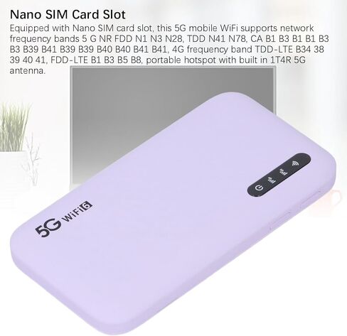 نقطة اتصال متنقلة 5G، راوتر للسفر WiFi6 مع فتحة بطاقة SIM نانو يدعم 16 جهازًا، بطارية 6100 مللي أمبير في الساعة، للإنترنت عالي السرعة باللون الأرجواني in Saudi Arabia