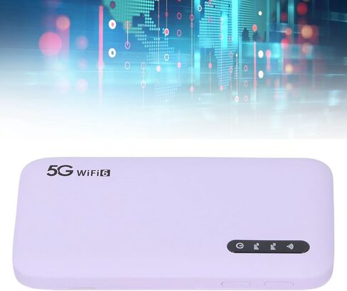 نقطة اتصال متنقلة 5G، راوتر للسفر WiFi6 مع فتحة بطاقة SIM نانو يدعم 16 جهازًا، بطارية 6100 مللي أمبير في الساعة، للإنترنت عالي السرعة باللون الأرجواني in Saudi Arabia