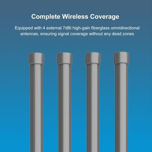 جهاز توجيه WiFi 6، جهاز توجيه إنترنت لاسلكي ثنائي النطاق جيجابت مع 4 هوائيات عالية الكسب، توجيه، AP، مكرر، WISP، MES، تغطية طويلة المدى (قابس أمريكي) in Kuwait