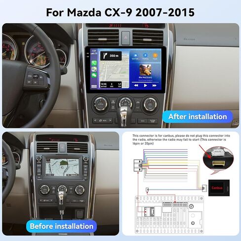 [4G+128G] Android 15 Car Radio for Mazda CX-9 2007-2015 with Wireless CarPlay Android Auto,10.1" Touchscreen Mazda CX-9 Car Stereo with Mirror Link WiFi GPS,Bluetooth,FM/RDS SWC EQ+Backup Camera in Saudi Arabia