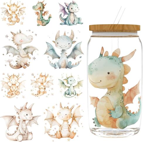 Cute Animal 12 PCS UV DTF Cup Wraps, Suitable for 16 oz Insulated Mugs, Glass Jars, Mugs, Laptops, and Tables High Adhesion Cup Wraps in Kuwait